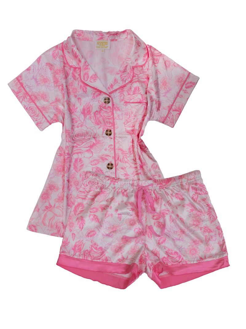 Simply Southern Silk Button PJ Shorts &amp; T-Shirt Set