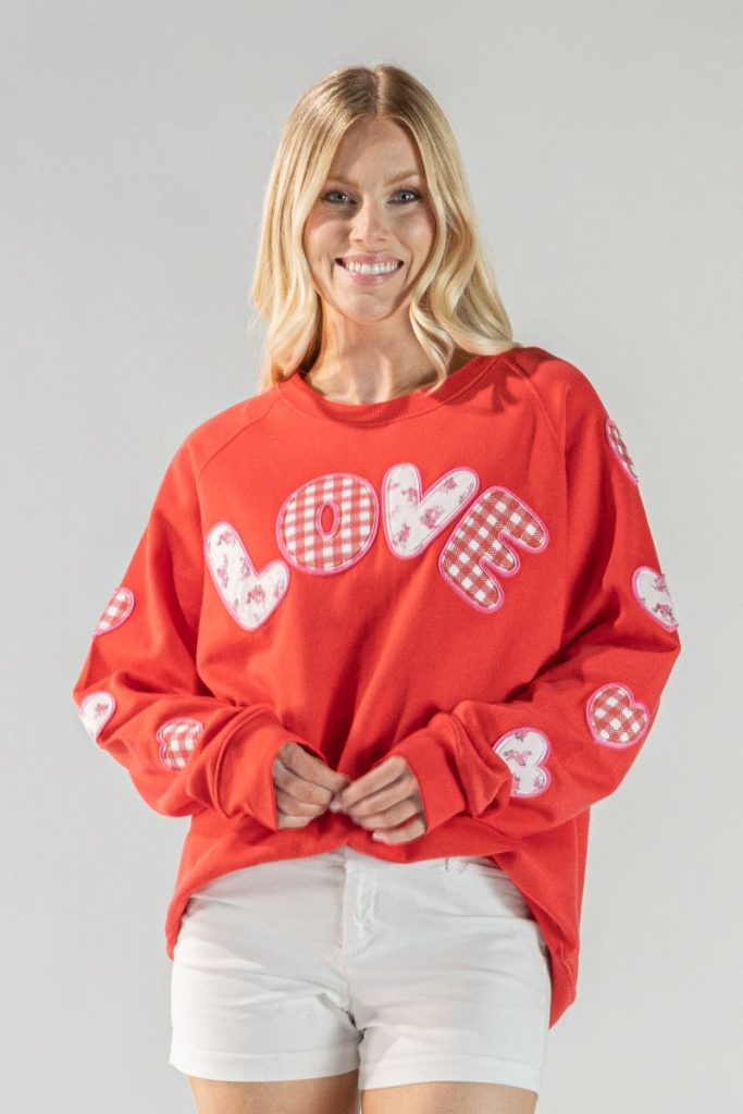 Simply Southern XOXO Love Patch Long Sleeve Crew Sweatshirt