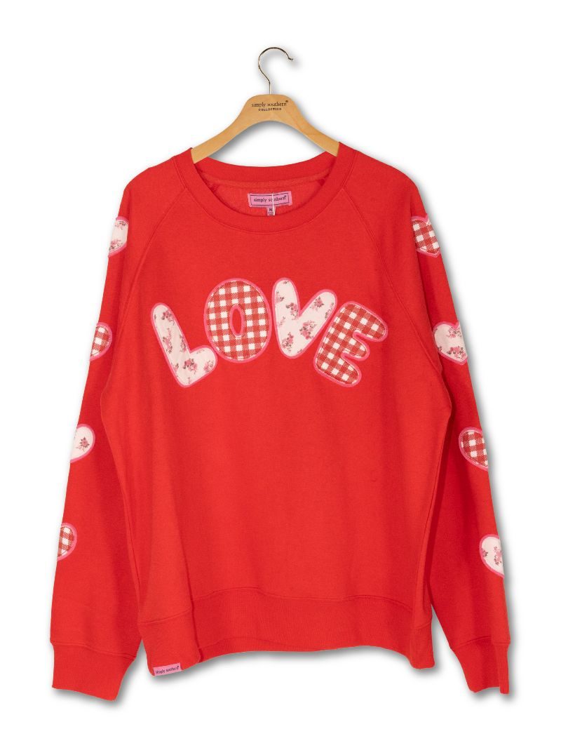 Simply Southern XOXO Love Patch Long Sleeve Crew Sweatshirt