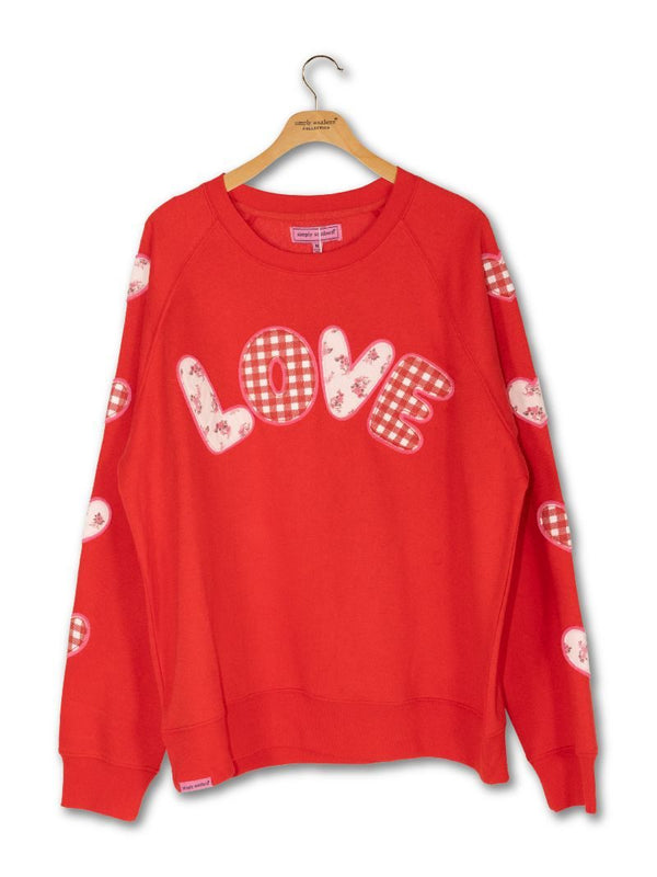 Simply Southern XOXO Love Patch Long Sleeve Crew Sweatshirt