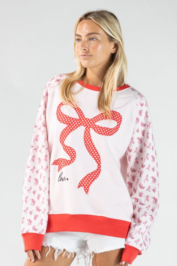 Simply Southern XOXO Love Ribbon Long Sleeve Crew Sweatshirt