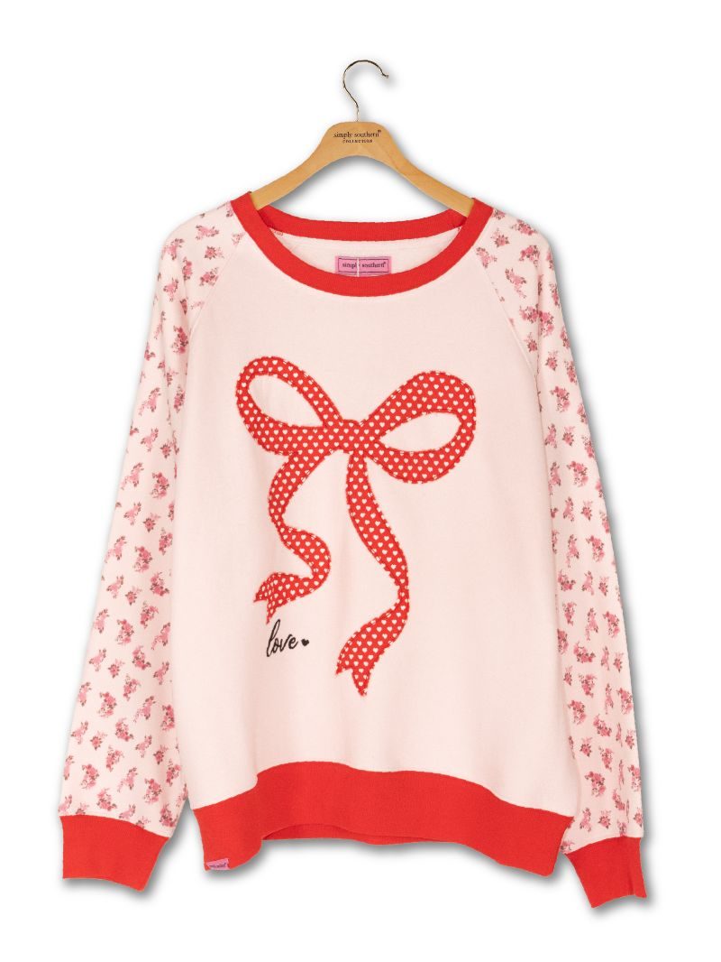 Simply Southern XOXO Love Ribbon Long Sleeve Crew Sweatshirt