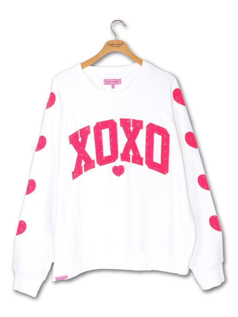 Simply Southern XOXO Heart Long Sleeve Crew Sweatshirt