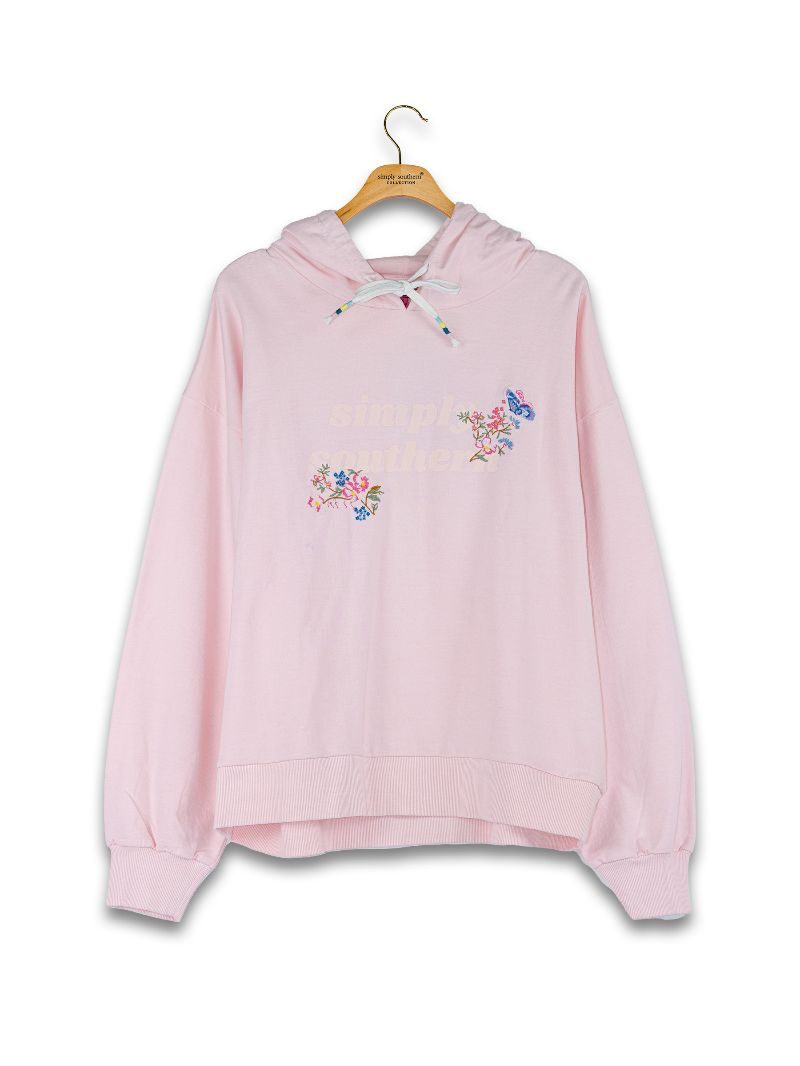 Simply Southern Floral Pink Applique Hoodie
