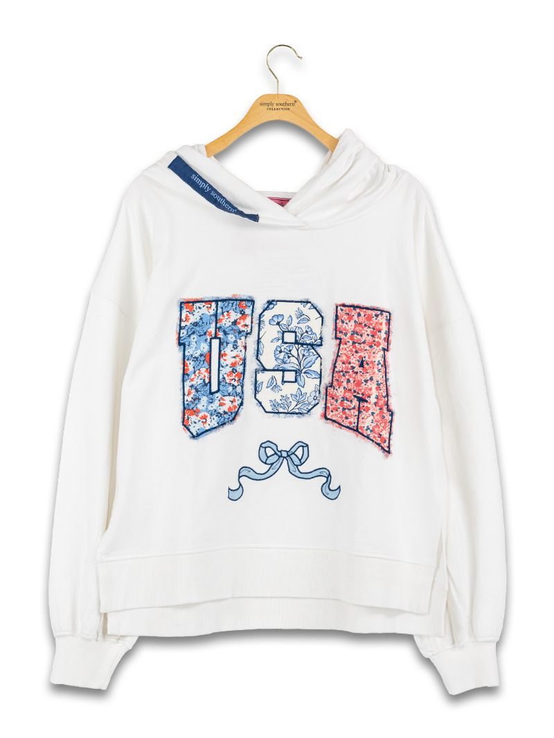 Simply Southern USA Floral Applique Hoodie