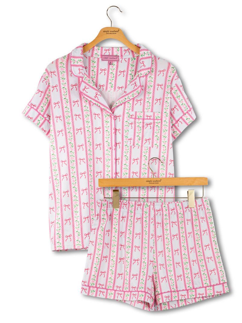 Simply Southern 0126 Button PJ Shorts &amp; T-Shirt Set