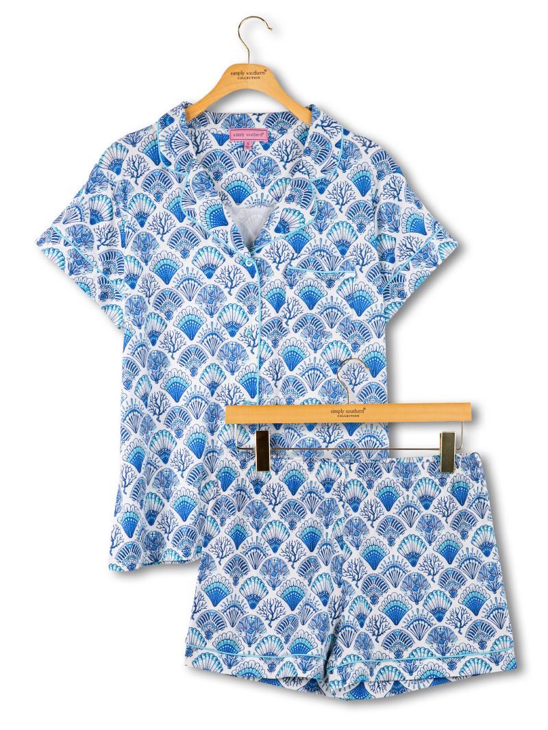 Simply Southern 0126 Button PJ Shorts &amp; T-Shirt Set