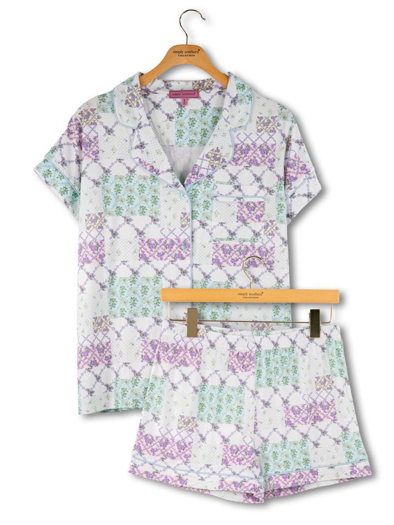 Simply Southern 0126 Button PJ Shorts &amp; T-Shirt Set
