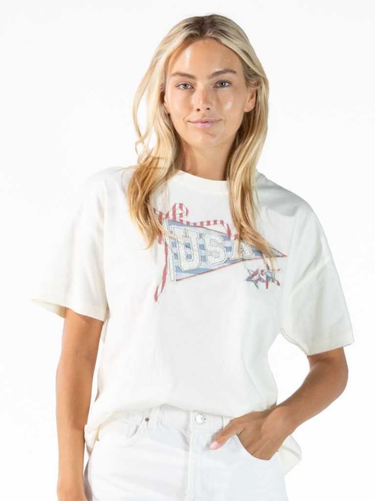 Simply Southern USA Pennant Bow Applique T-Shirt - SimplyCuteTees