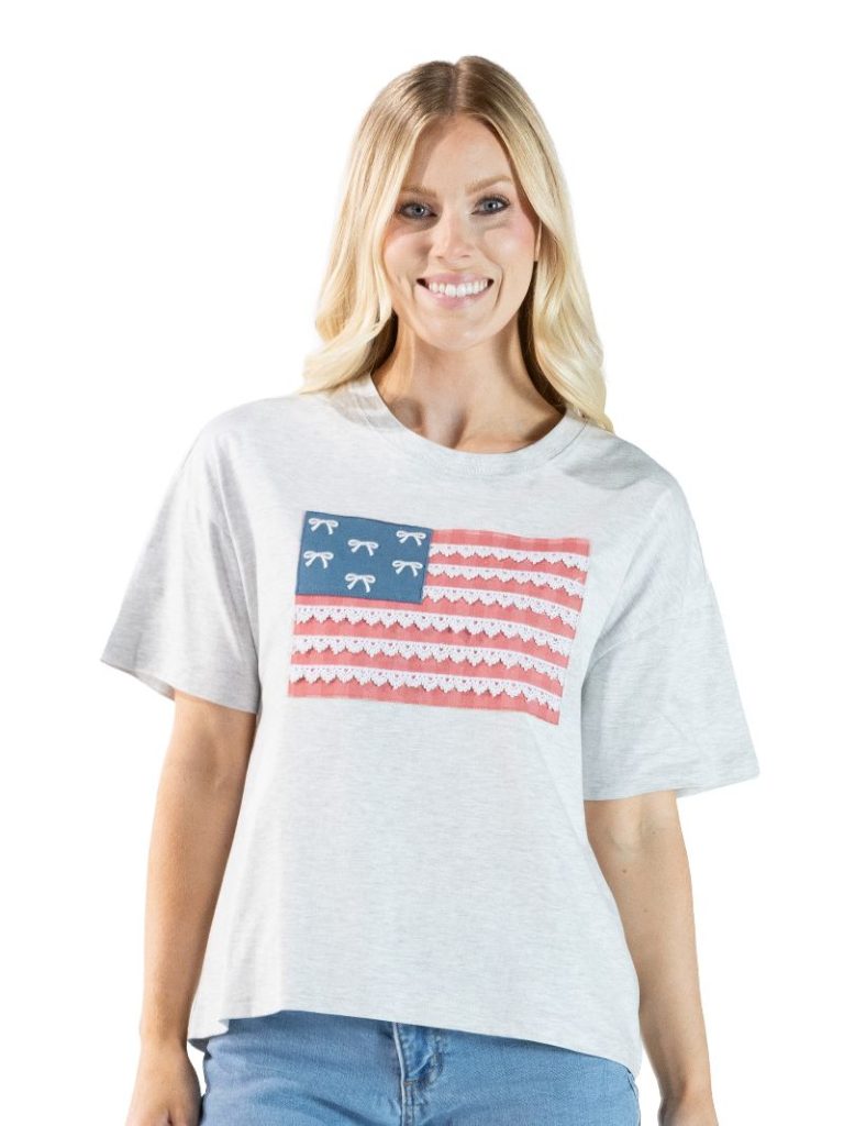 Simply Southern USA Flag Bow Applique T-Shirt - SimplyCuteTees