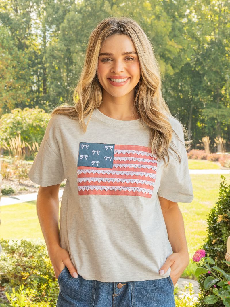 Simply Southern USA Flag Bow Applique T-Shirt - SimplyCuteTees