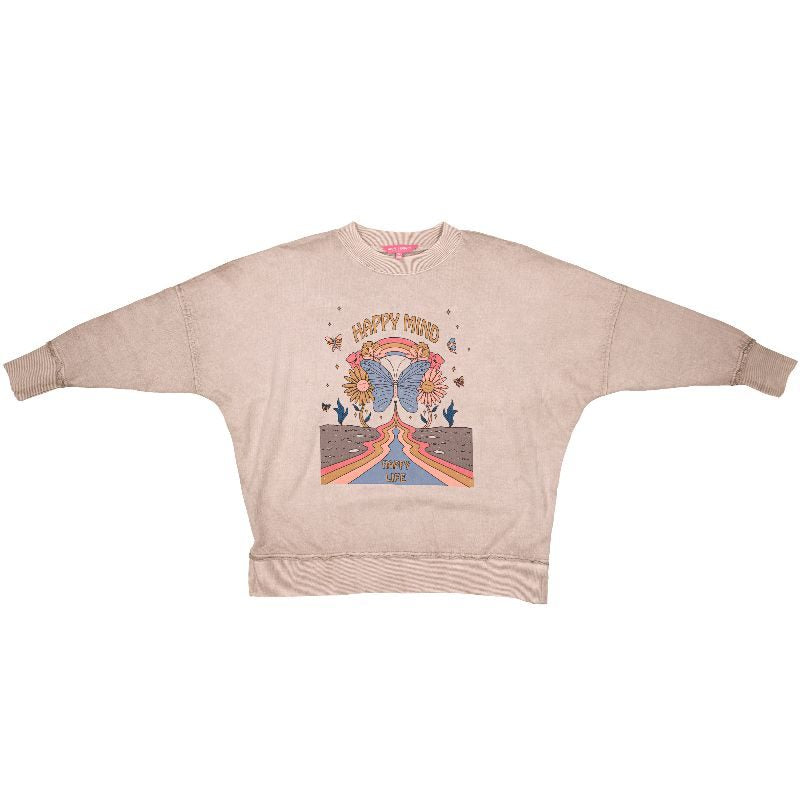 SALE Simply Southern Distressed Happy Pullover Jersey Sweatshirt