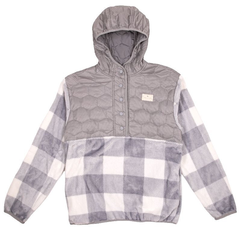 Simply Southern Grey Plaid Furry Soft Pullover Hoodie