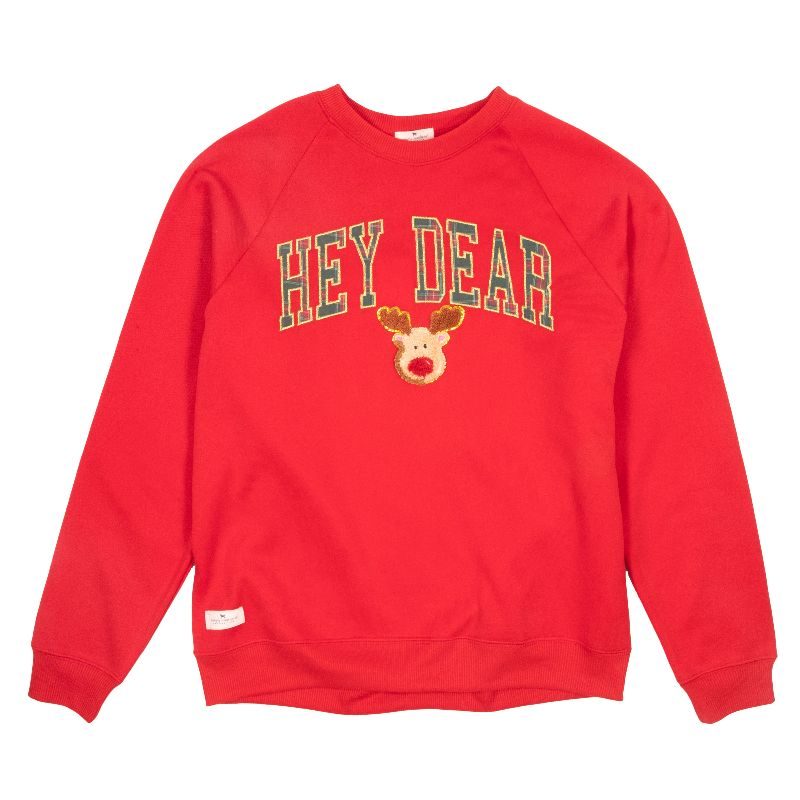 Simply Southern Hey Deer Holiday Sparkle Crew Long Sleeve T-Shirt