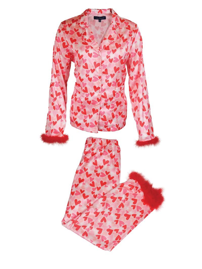 Simply Southern Cozy Feather Hearts Button PJ Pants &amp; T-Shirt Set