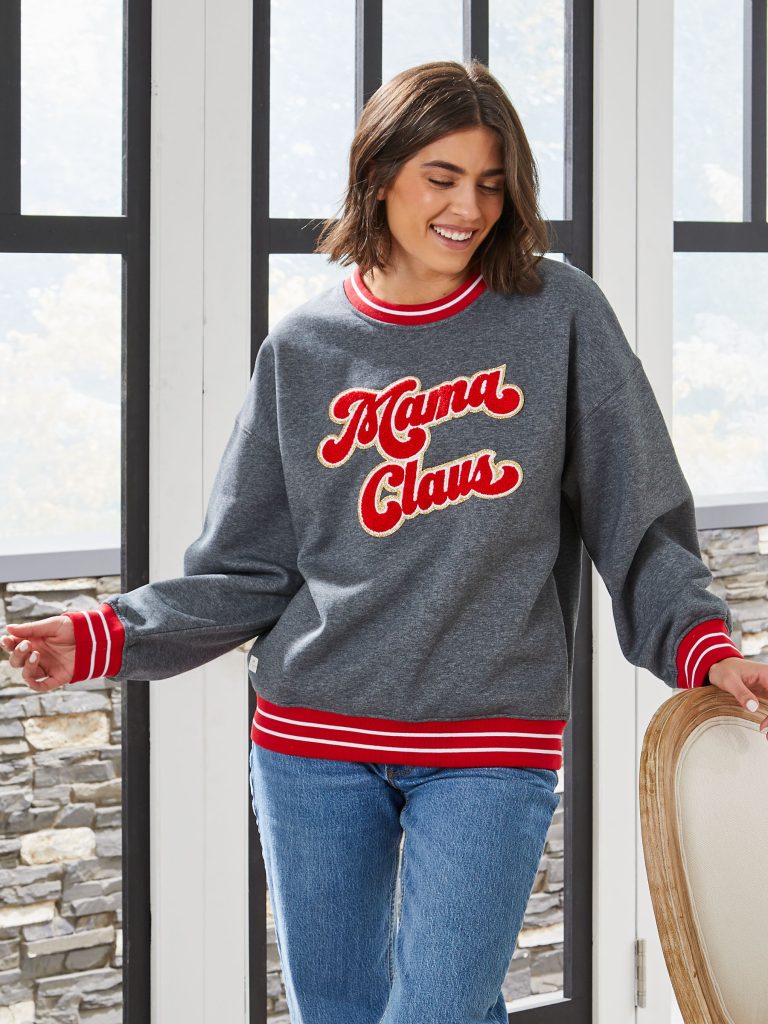 Mama Claus Sweatshirt Women - Merry Christmas Mom Gift, Casual Long Sleeve Pullover, Holiday Blouse