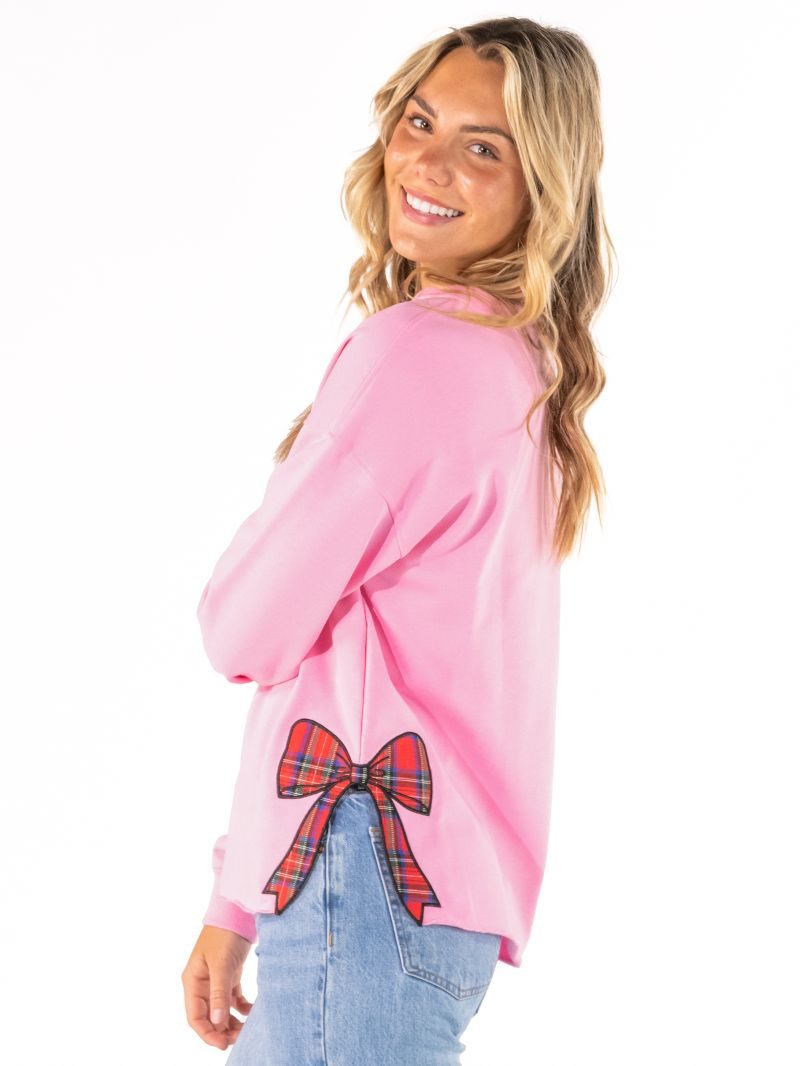 Simply Southern 0226 Bow Ribbon Holiday Long Sleeve Crew Sweatshirt