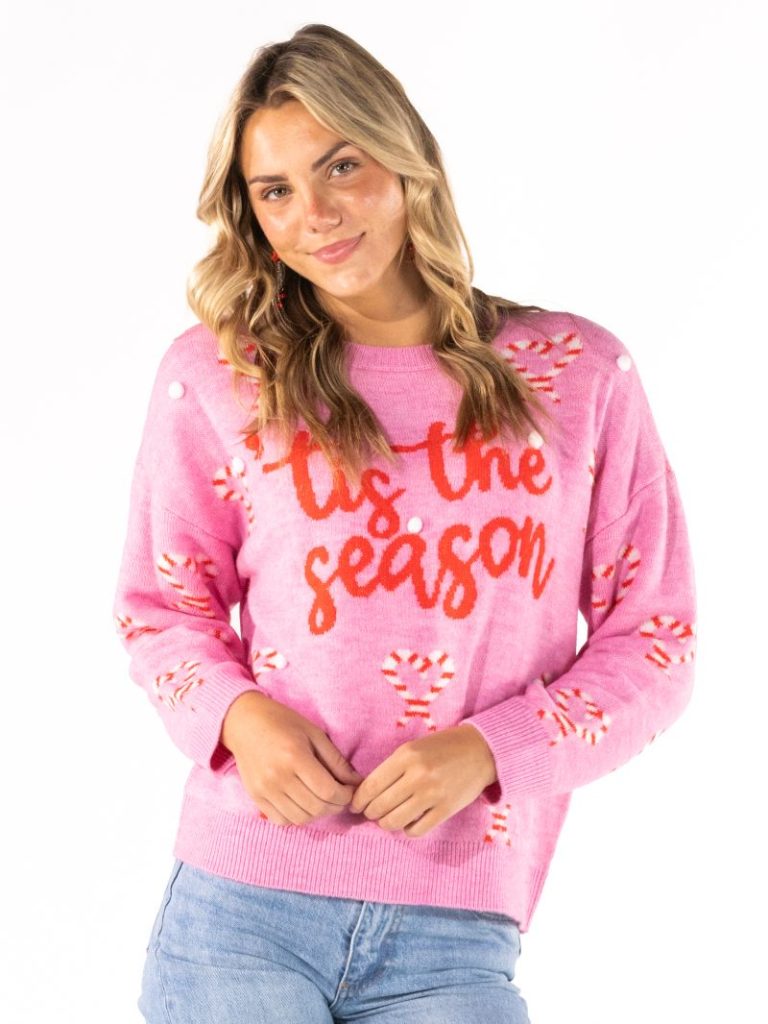 Simply Southern 0226 Candy Holiday Soft Fuzzy Long Sleeve Sweatshirt
