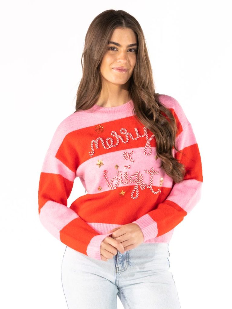 Simply Southern 0226 Stripe Holiday Soft Long Sleeve Sweatshirt