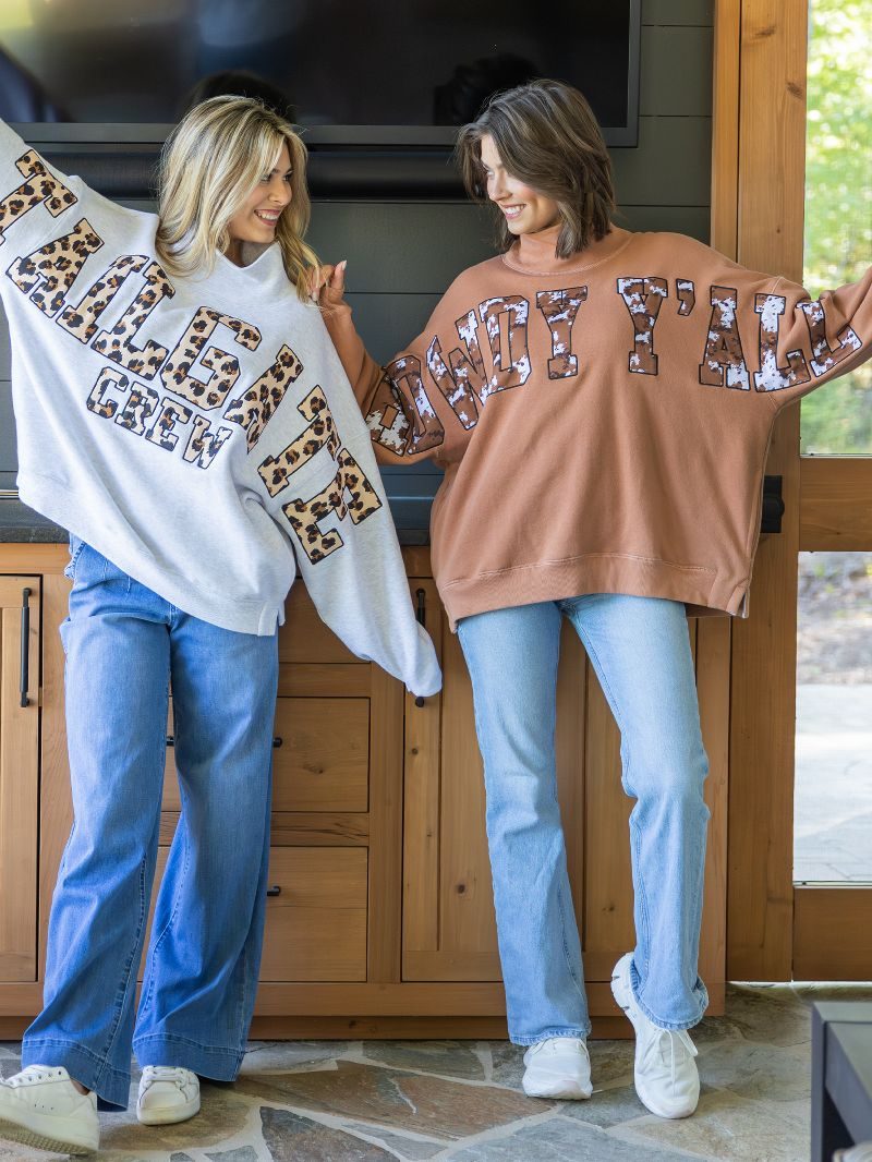 Simply Southern Howdy Mock Neck Pullover Crew Oversized Sweatshirt