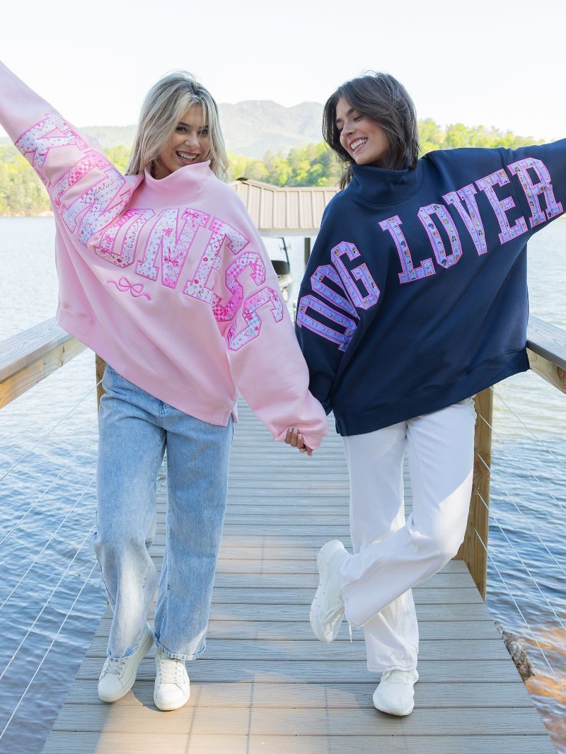 Simply Southern Dog Lover Mock Neck Pullover Crew Oversized Sweatshirt