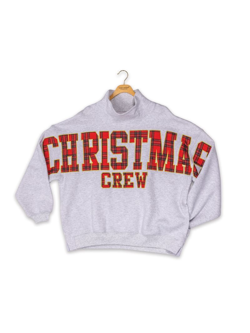 Simply Southern Christmas Crew Holiday Mock Neck Pullover Crew Oversized Sweatshirt