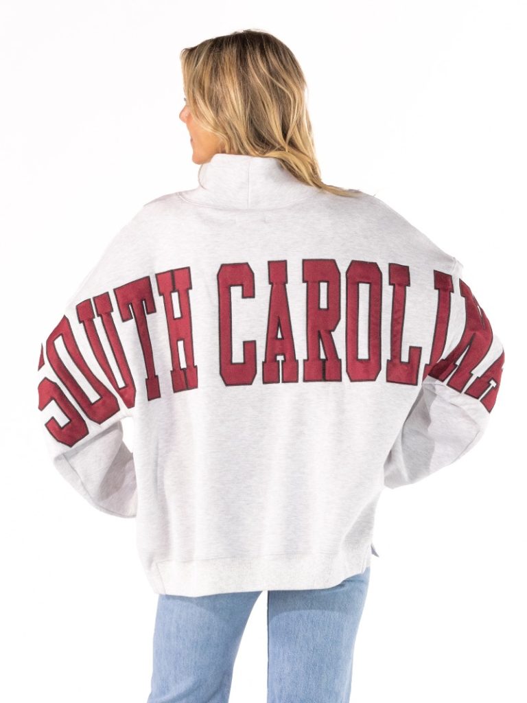 Simply Southern Red South Carolina Mock Neck Pullover Crew Oversized Sweatshirt