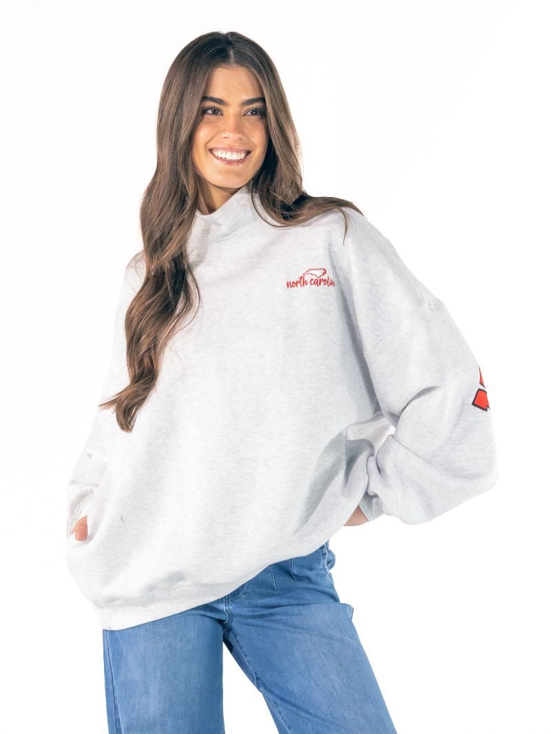 Simply Southern North Carolina Mock Neck Pullover Crew Oversized Sweatshirt
