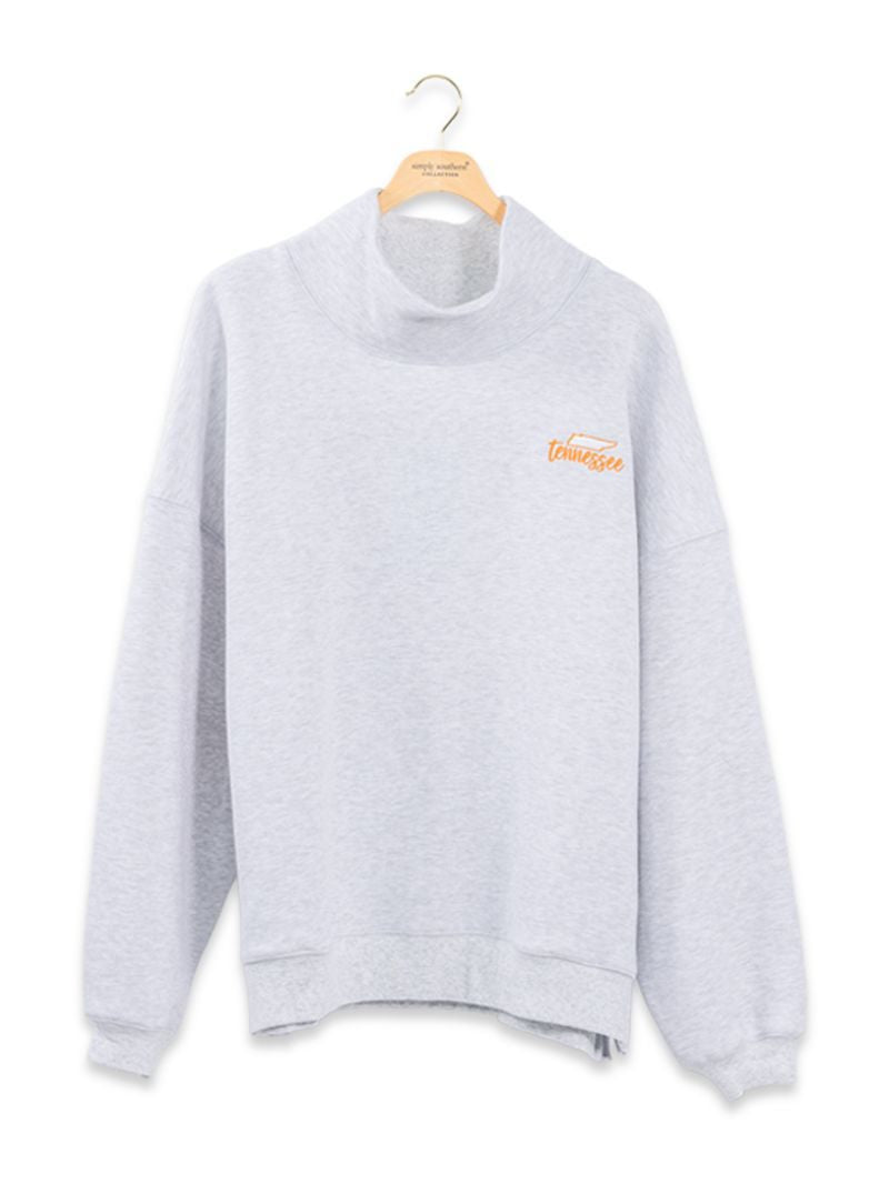 Simply Southern Tennessee Mock Neck Pullover Crew Oversized Sweatshirt