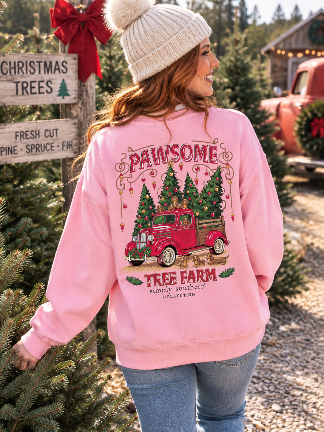 Simply Southern Tree Farm Holiday Long Sleeve Crew Sweatshirt