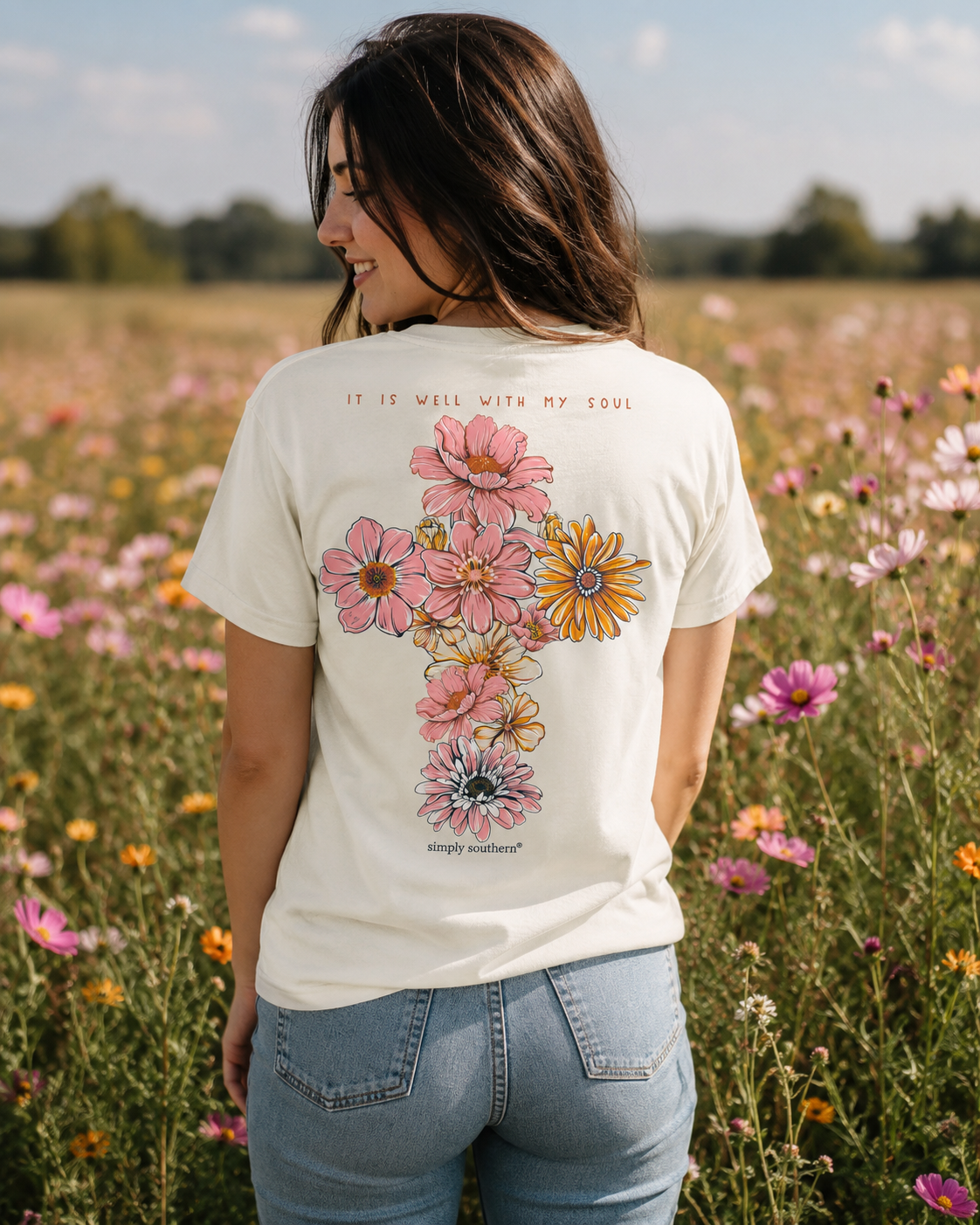Simply Southern Well Soul Flower Cross T-Shirt