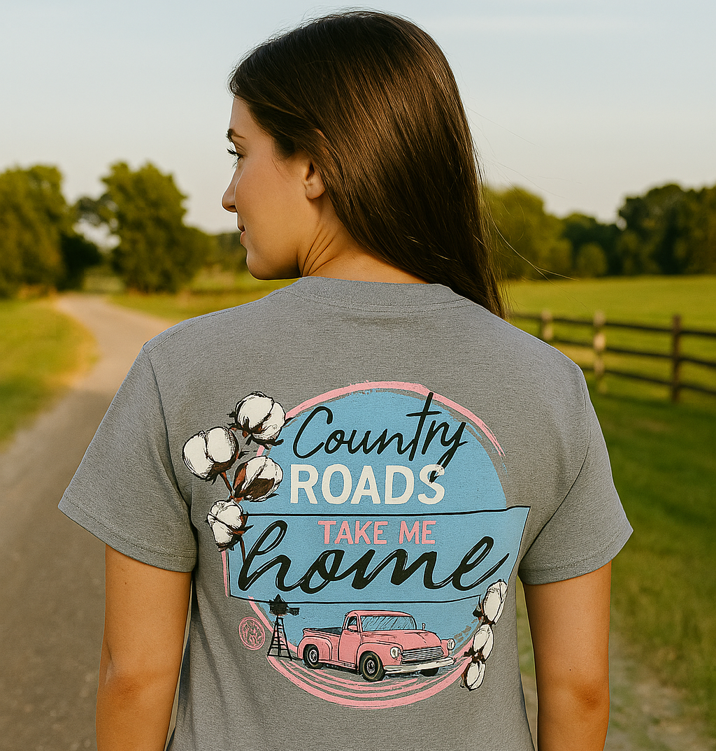 Girlie Girl Originals Preppy Country Roads  T-Shirt