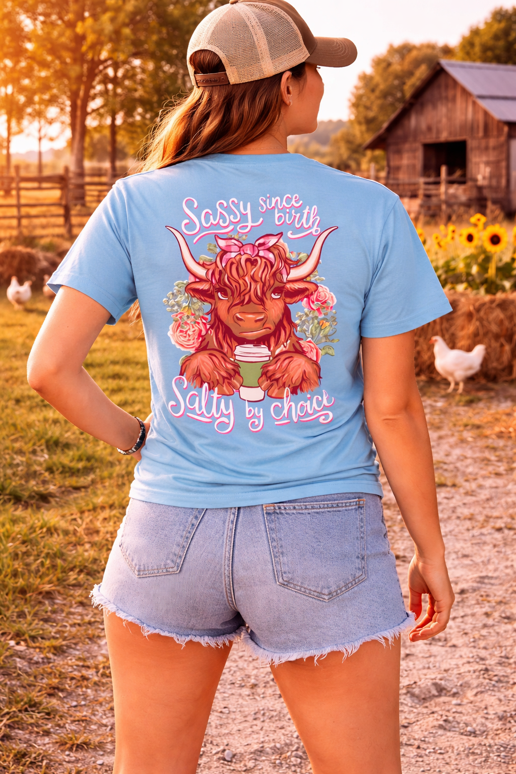 Southern Attitude Salty By Choice Cow T-Shirt
