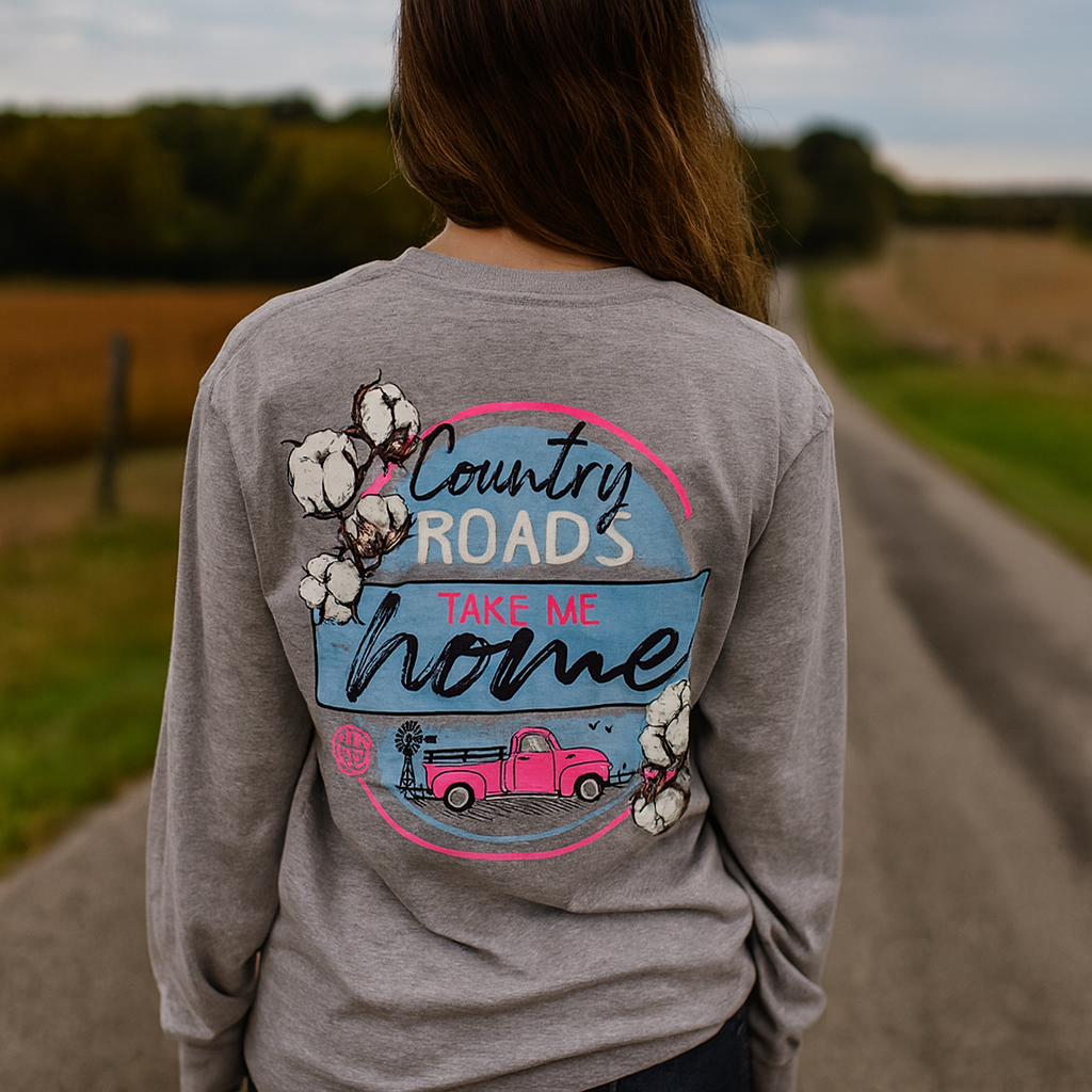 Girlie Girl Originals Country Roads Cotton Long Sleeves T Shirt