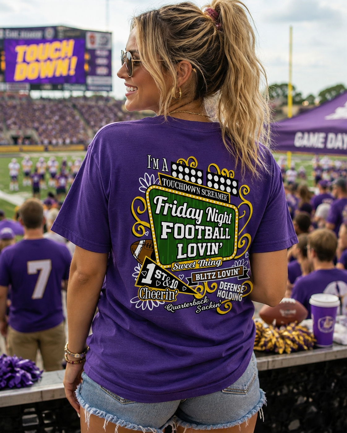 SALE Sweet Thing Friday Night Football Lovin Cheerin Girl Girlie Bright T-Shirt