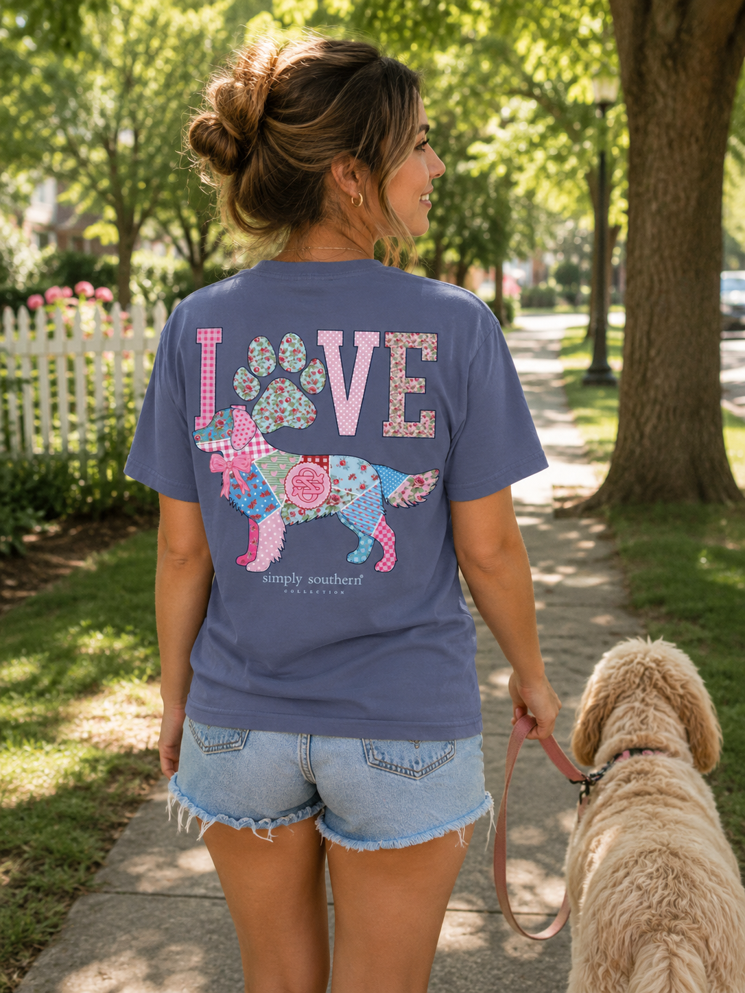 Simply Southern Dog Love Paw Denim Blue T-Shirt