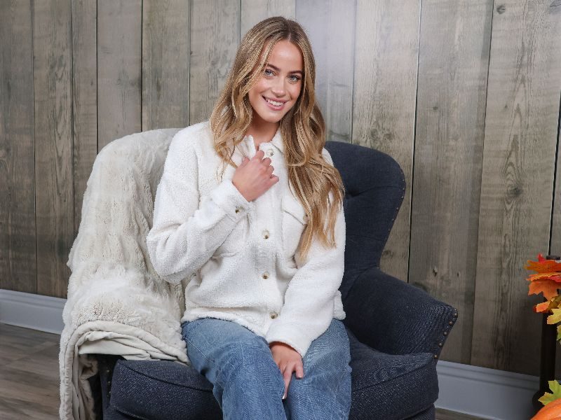 Simply Southern Cream Soft Fuzzy Shacket Jacket
