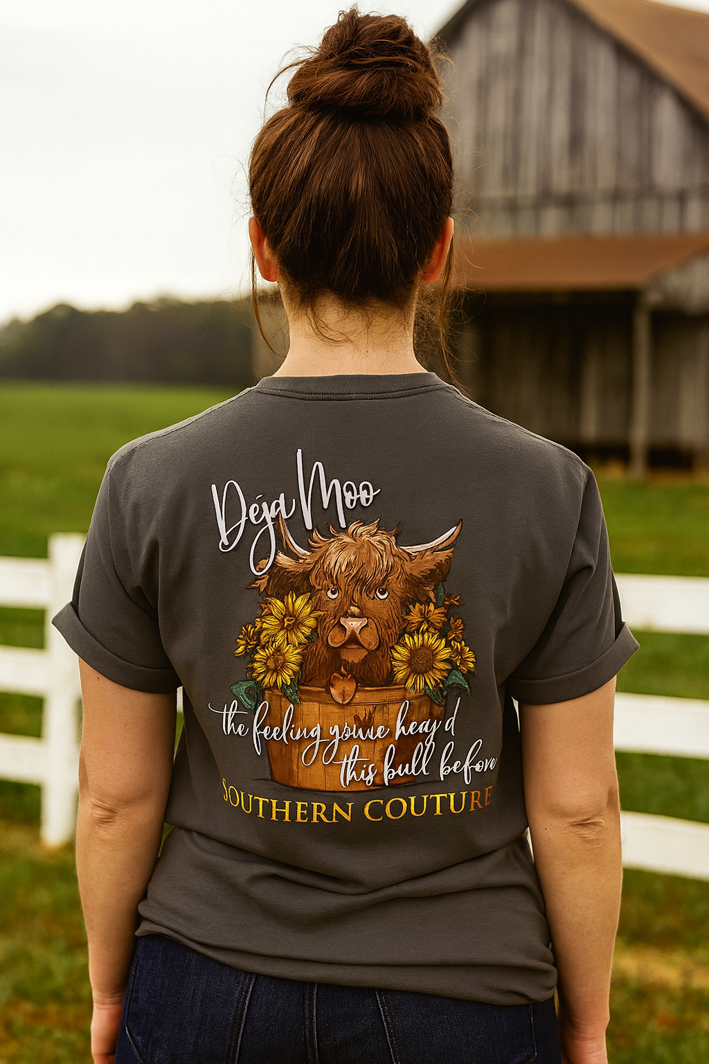 Southern Couture Classic Deja Moo Cow T-Shirt