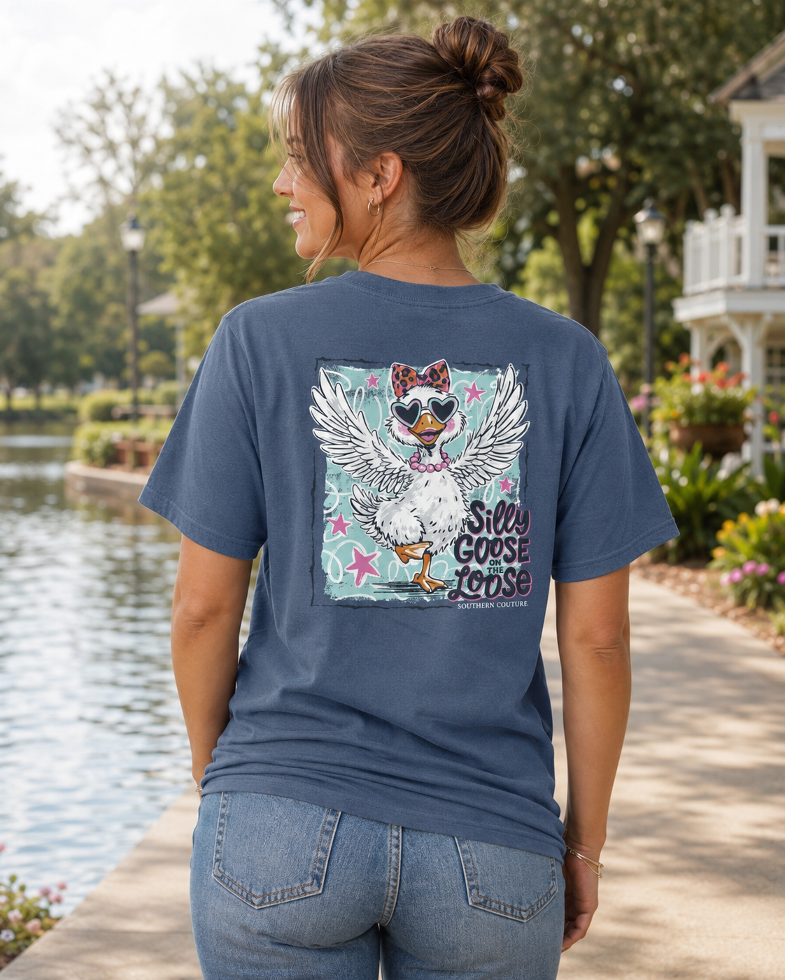 Southern Couture Classic Silly Goose Indigo T-Shirt