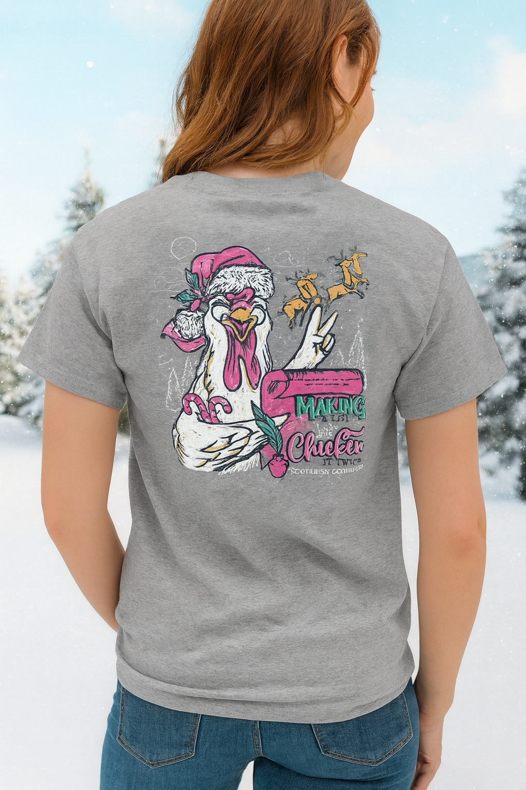 Southern Couture Classic Makin A List Chicken Holiday T-Shirt