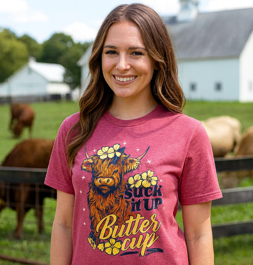 Girlie Girl Lulu Mac Buttercup Cow Canvas T-Shirt