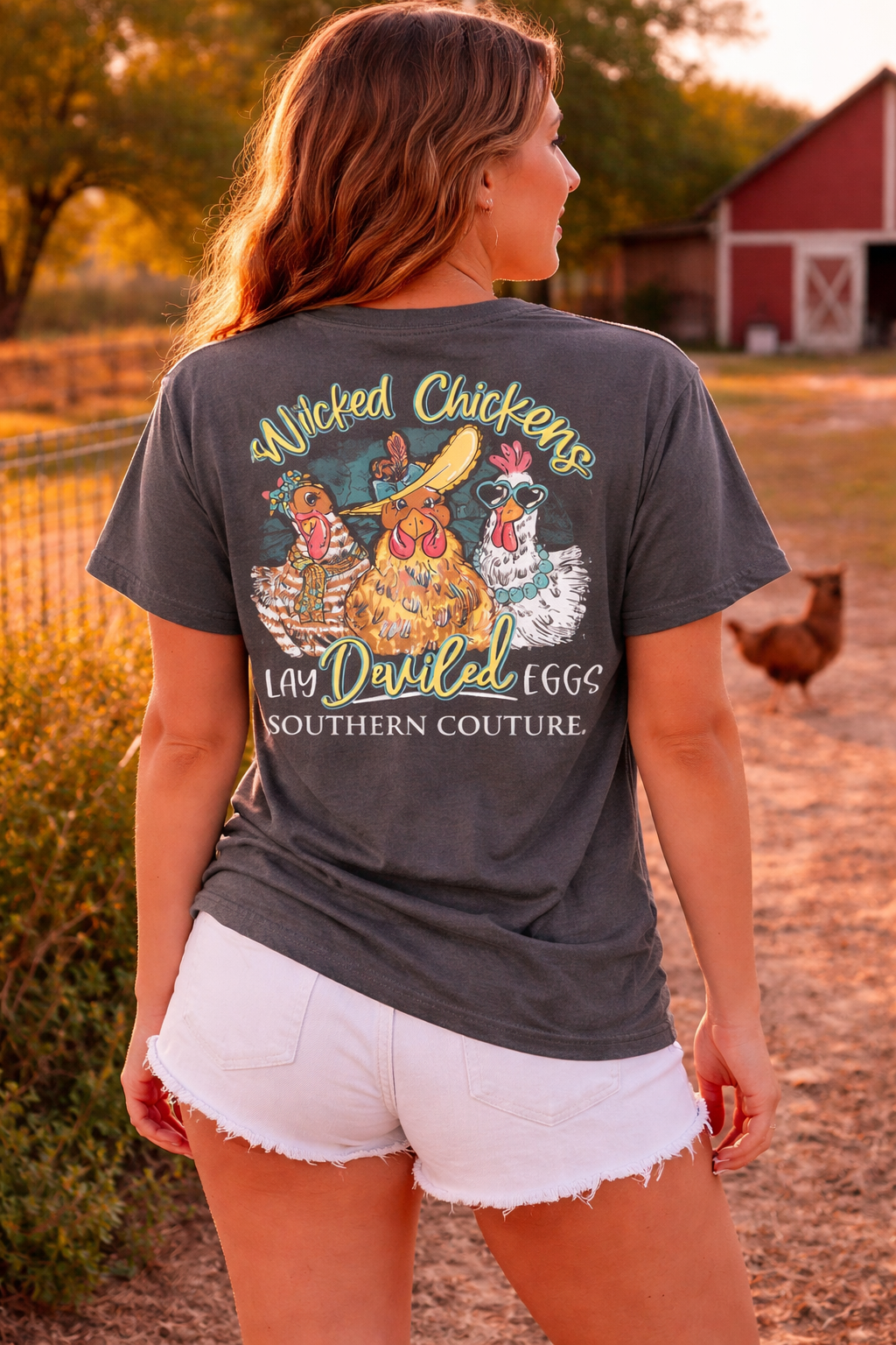 Southern Couture Wicked Chickens Comfort Colors T-Shirt