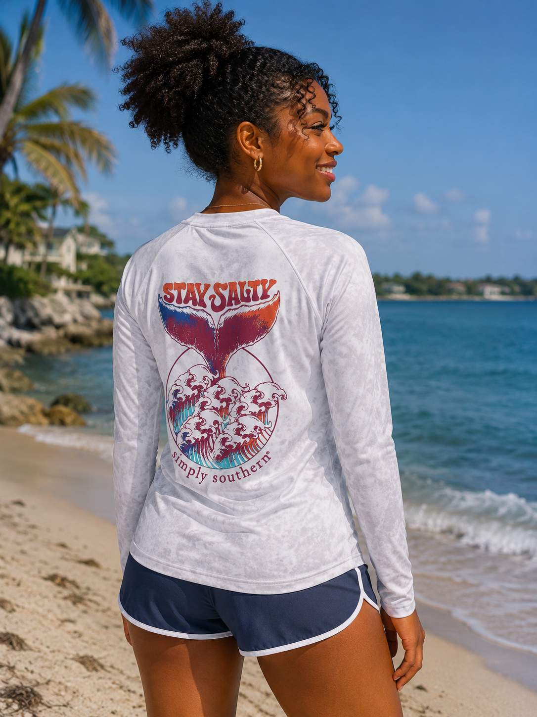 Simply Southern Salty Beach Rash Guard Long Sleeve T-Shirt