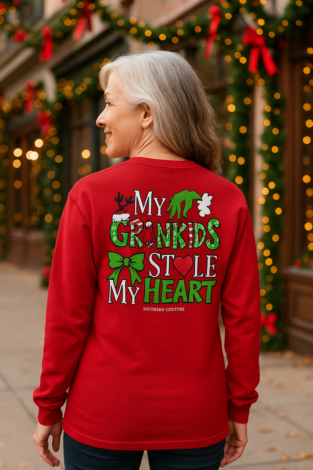 Southern Couture Classic My Grandkids Stole My Heart Holiday Long Sleeve T-Shirt