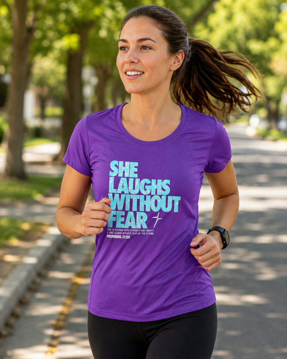 Kerusso She Laughs Without Fear Active Christian Bright T Shirt