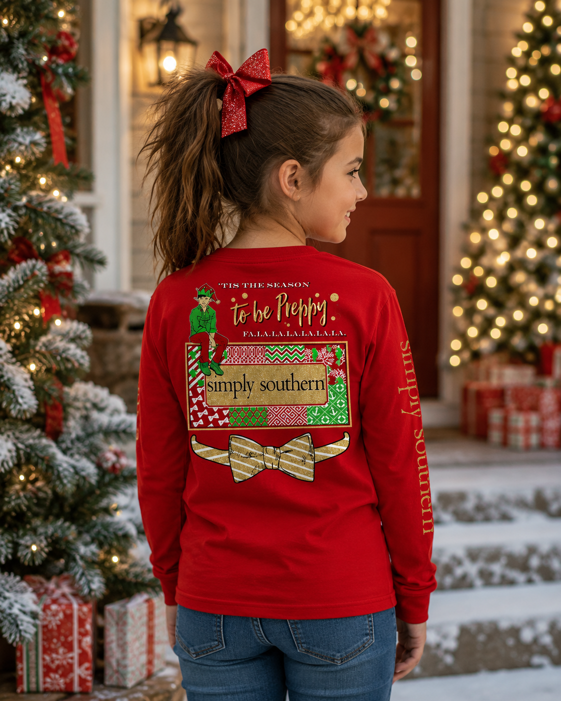 SALE  Simply Southern Tis The Season To Be Preppy Christmas Long Sleeve T-Shirt