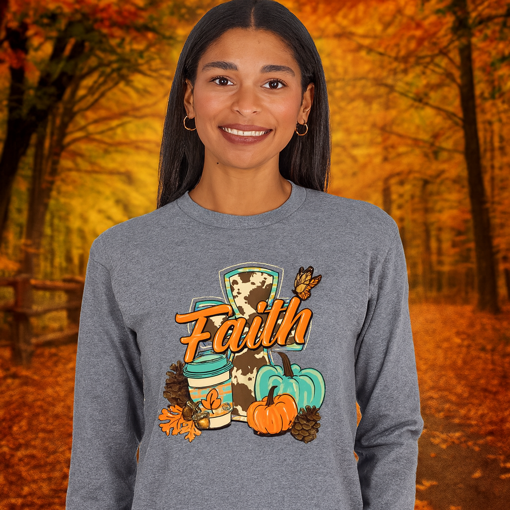 Girlie Girl Originals Fall Faith Pumpkin Long Sleeves T Shirt