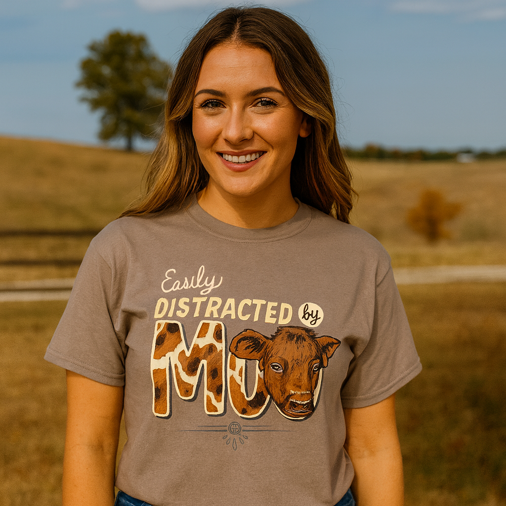 Girlie Girl Originals Distracted By Moo Cow T-Shirt