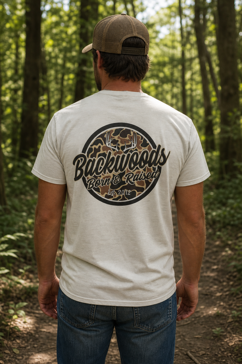 Backwoods Born &amp; Raised Camo Logo Comfort Colors Unisex T-Shirt