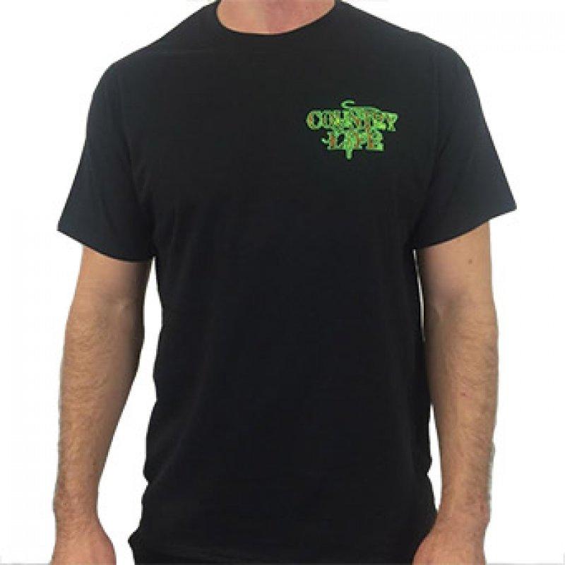 Sale Country Life Outfitters Black &amp; Green Camo Realtree Deer Skull Head Hunt Vintage Unisex Bright T Shirt